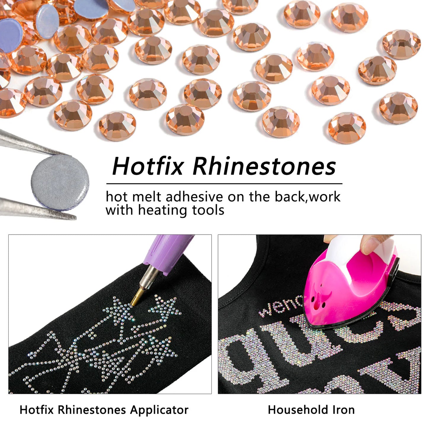 Hotfix Rhinestones, Crystal Rhinestones for Crafts Clothes DIY Decoration-Champagne