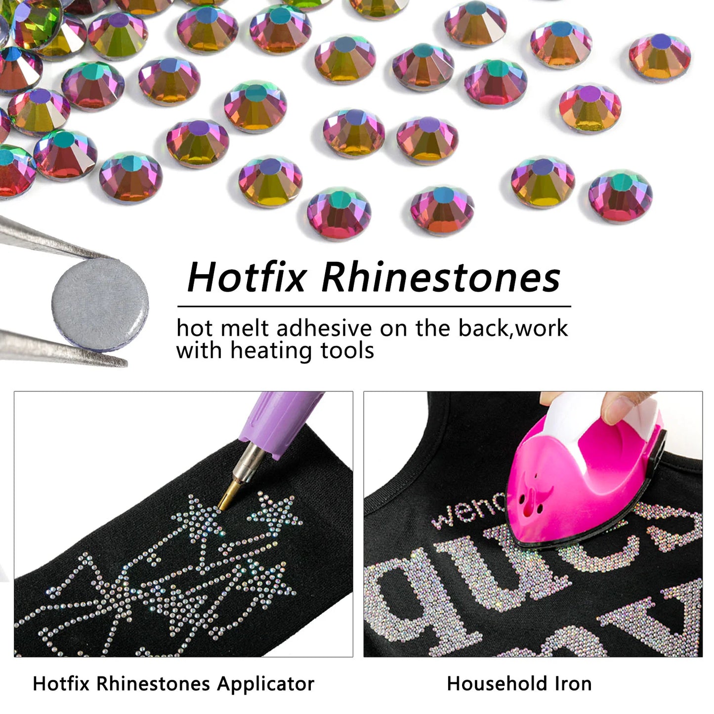 Hotfix Rhinestones, Crystal Rhinestones for Crafts Clothes DIY Decoration-Green Volcano