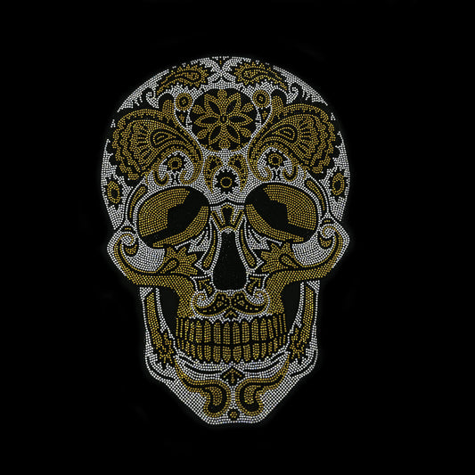 Sugar Skull Iron on Heat Transfer Crystal Rhinestone Design